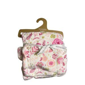 new modern baby blanket bedding floral pink white super soft cozy